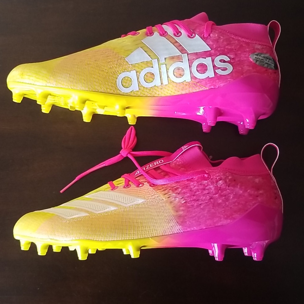 Adidas Adizero Football Cleats Pink Yellow Mens 11